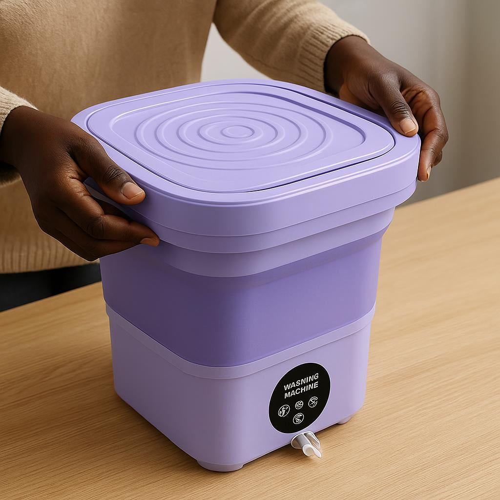 Mini Machine à Laver Pliable 11L avec Essorage et Panier de Drainage